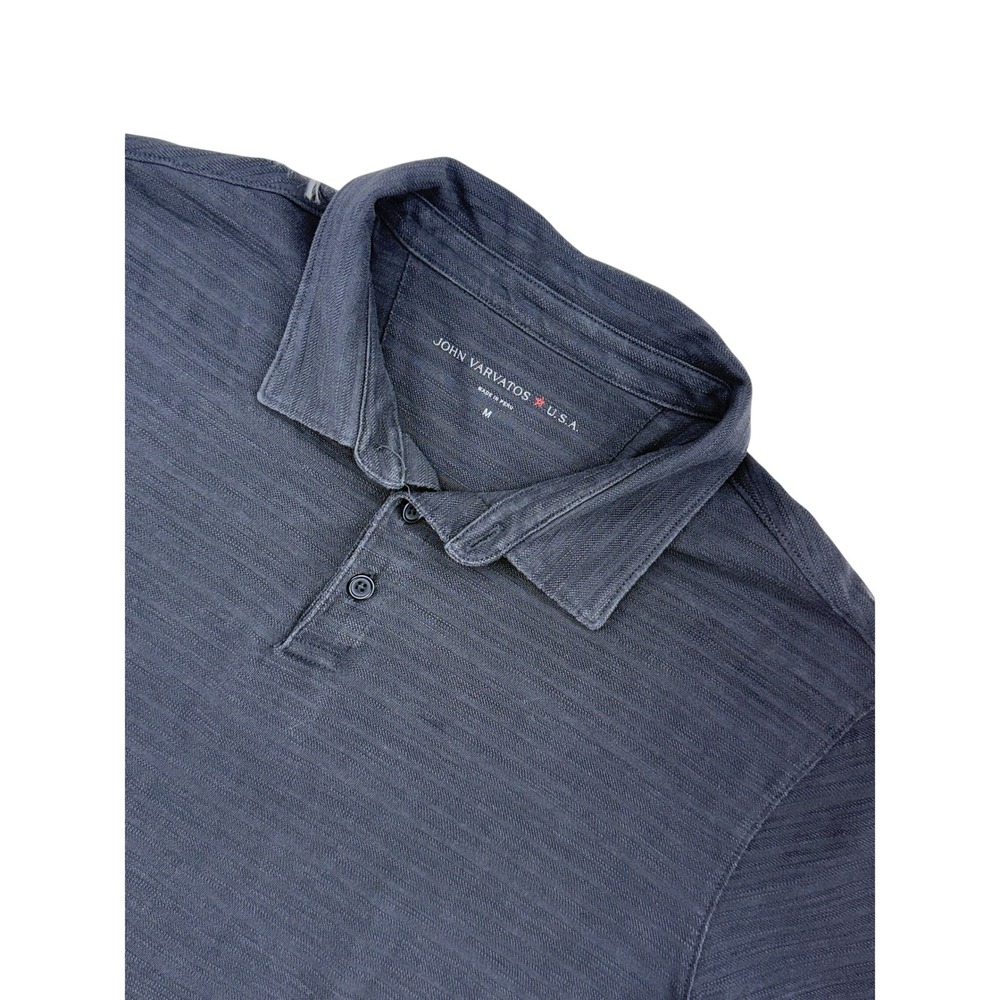 John Varvatos Polo Shirt Mens M Charcoal Gray Cotton Short Sleeve Pique Casual